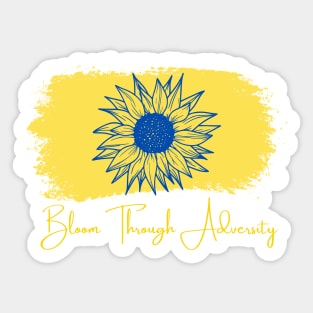 Bloom Through Adversity - Blue Sunflower/Yellow Paint Streak Sticker